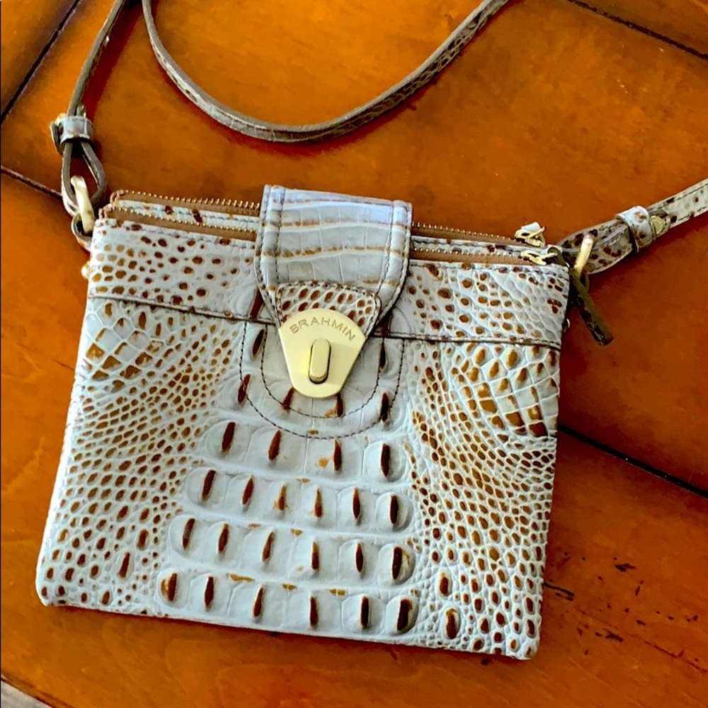 Ivory/brown BRAHMIN crossbody bag